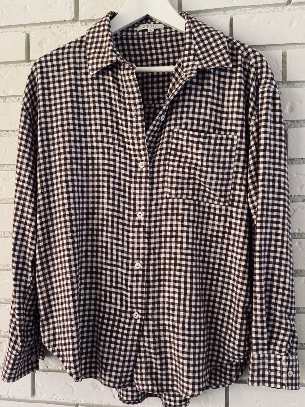 Z Supply Gingham Button-Down Flannel Shirt